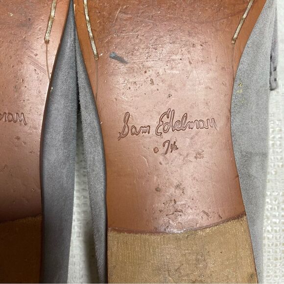 SAM EDELMAN Therese Penny Loafers Suede Nubuck Tassel Slip-On Womens 7.5 Gray - Picture 6 of 7